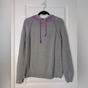Title Nine Women’s Laser Cut Hooded Sweatshirt Gray Purple Size Medium